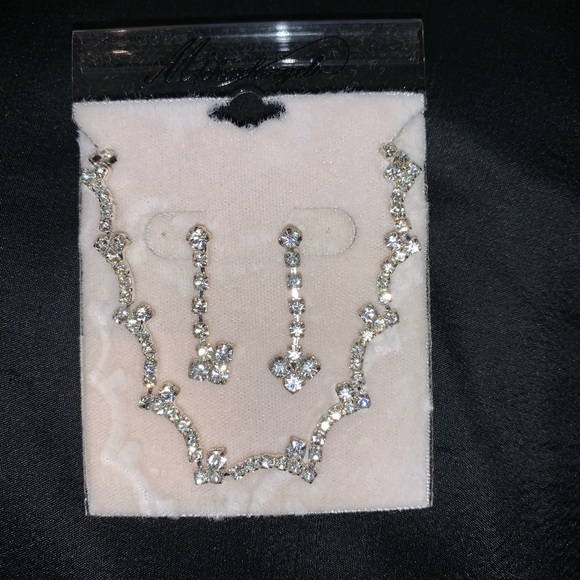 NWT Michaelangelo Crystal & Slvr Earrings & Neck - Picture 2 of 7